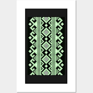 Green Crochet Pattern Posters and Art